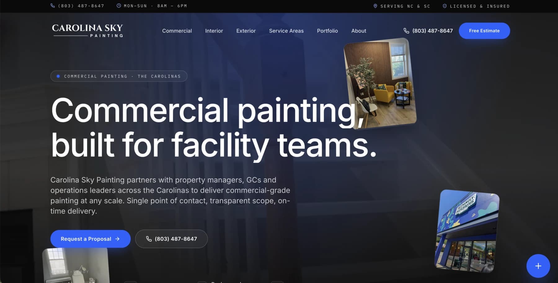 Carolina Sky Painting website screenshot