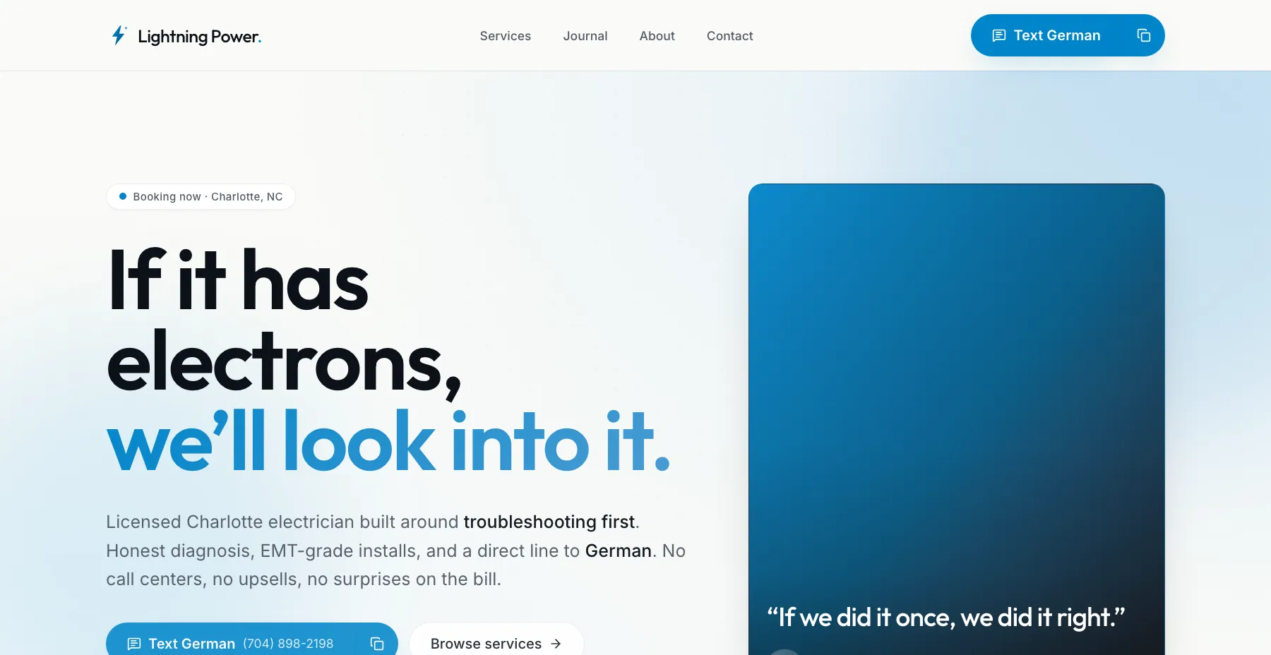 Lightning Power Electric website screenshot