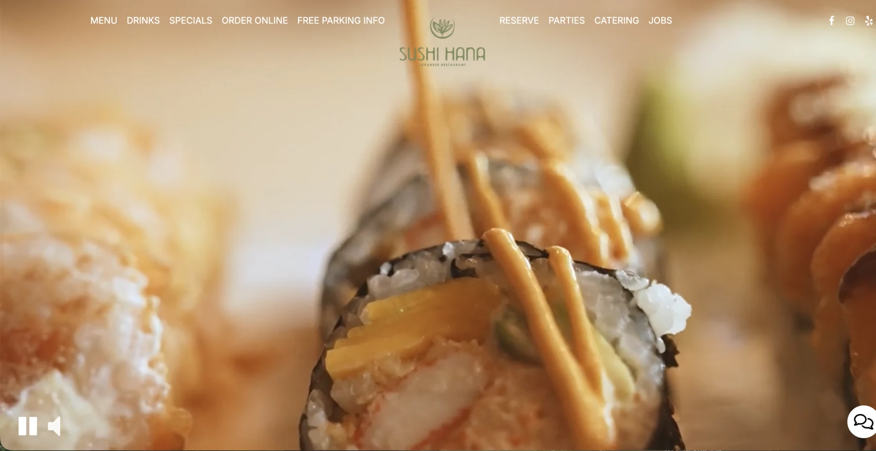 Sushi Hana website screenshot